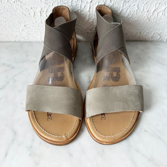 Sorel Ella Olive Green Leather/Elastic Strap Sandals - Women's Size 8.5 - Picture 3 of 8